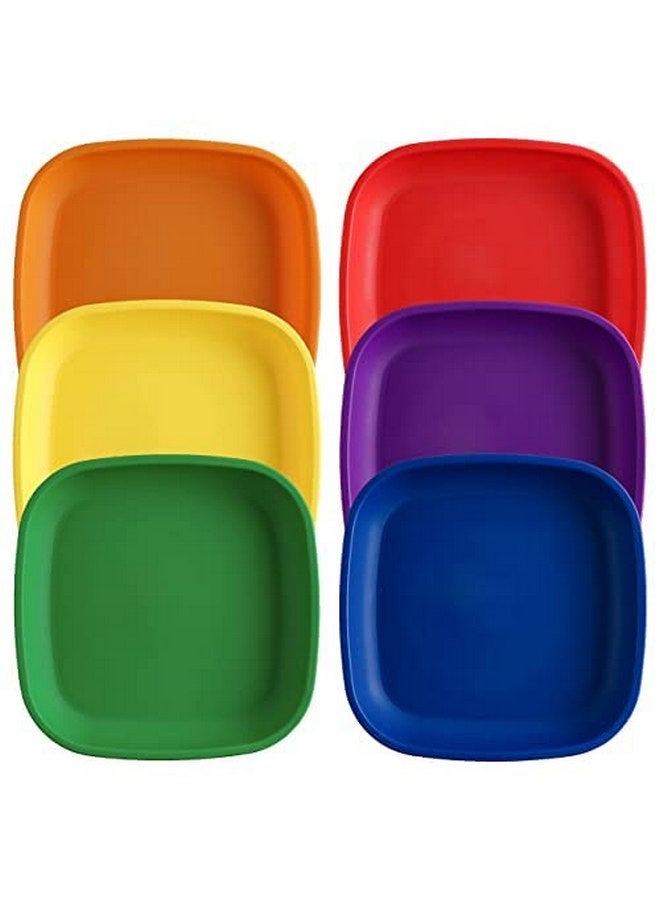 Re-Play Made in USA 22 Oz. Reusable Flat Plates for Baby & Toddler Feeding - Dishwasher and Microwave Safe Durable Flat Plates, Set of 6, 7.37" x 7.37" x 1.25", Crayon Box - Image 1