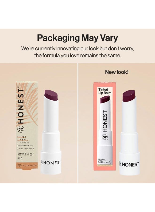 Honest Beauty - Moisturizing Vegan Tinted Lip Balm | Antioxidant-rich Acai Extracts + Avocado Oil | Paraben Free + Cruelty Free | Plum Drop - Image 1