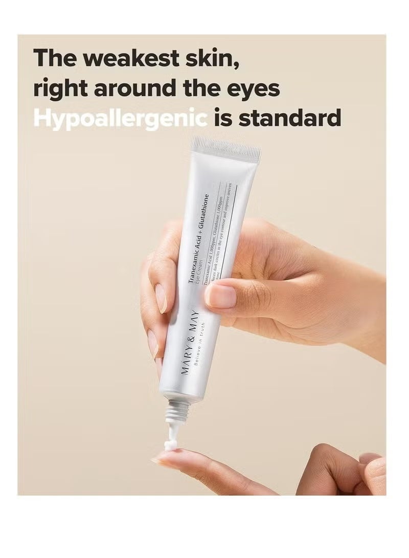 MARY & MAY Tranexamic Acid + Glutathione Eye Cream 30g - Brightening & Hydrating Eye Cream for Dark Circles and Fine Lines - Vegan, Cruelty-Free Korean Skincare - Image 4