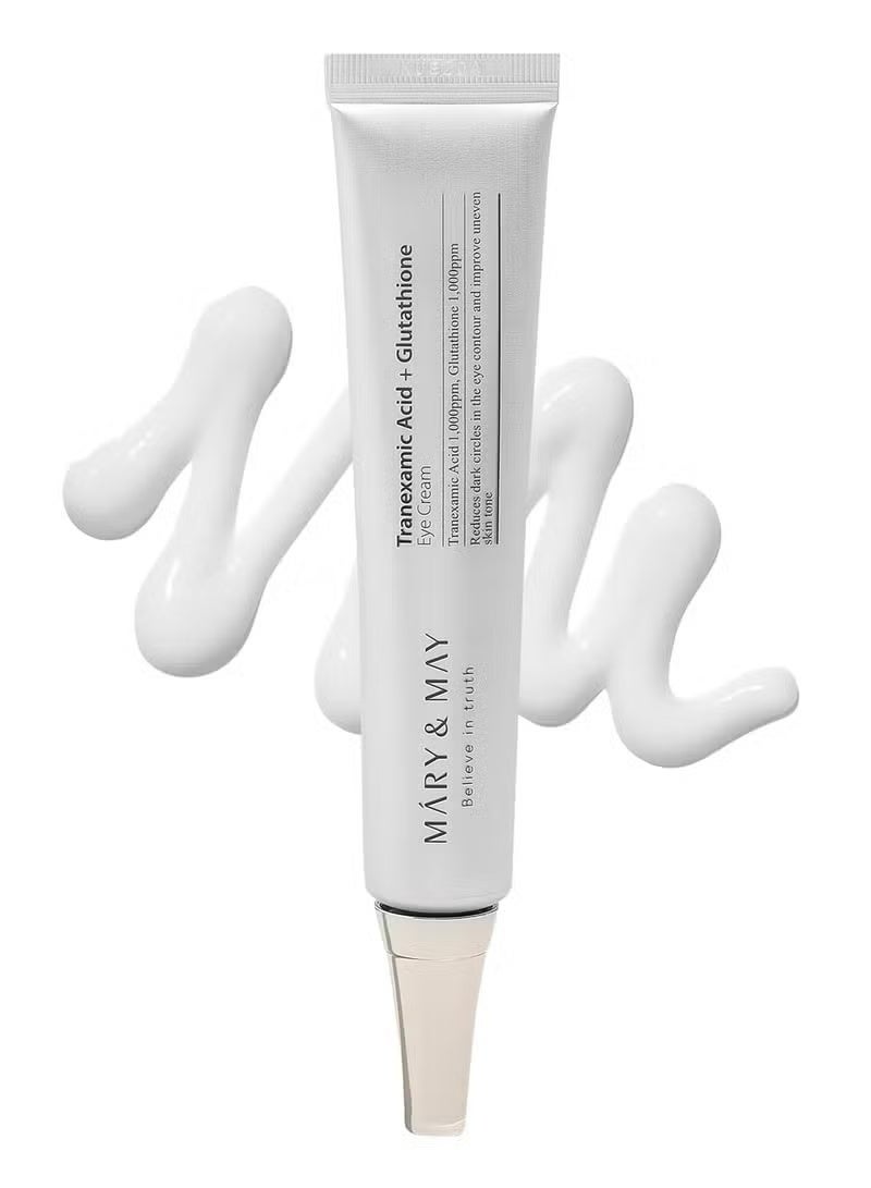 MARY & MAY Tranexamic Acid + Glutathione Eye Cream 30g - Brightening & Hydrating Eye Cream for Dark Circles and Fine Lines - Vegan, Cruelty-Free Korean Skincare - Image 1