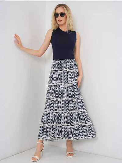 BIG DART BDART Maxi Skirt with Patterned Design
