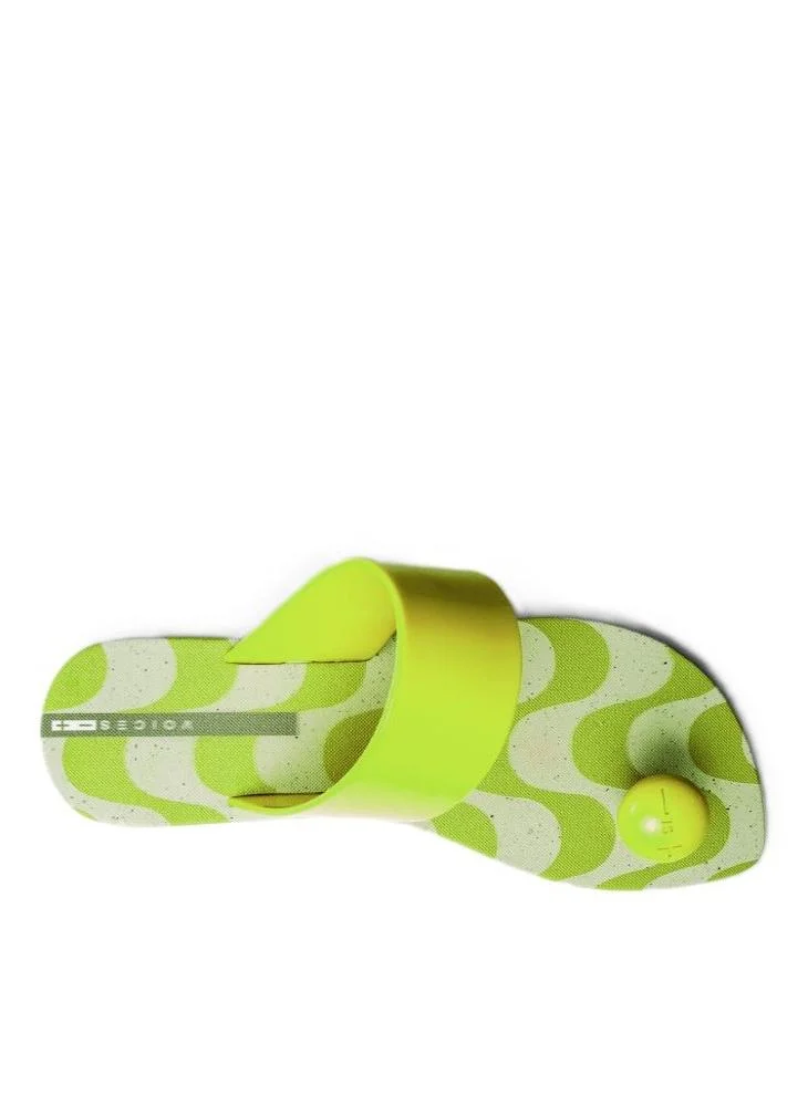 Voices Look Copacabana Women'S With Printed Sole Single Strap Sandals - Beige/Yellow