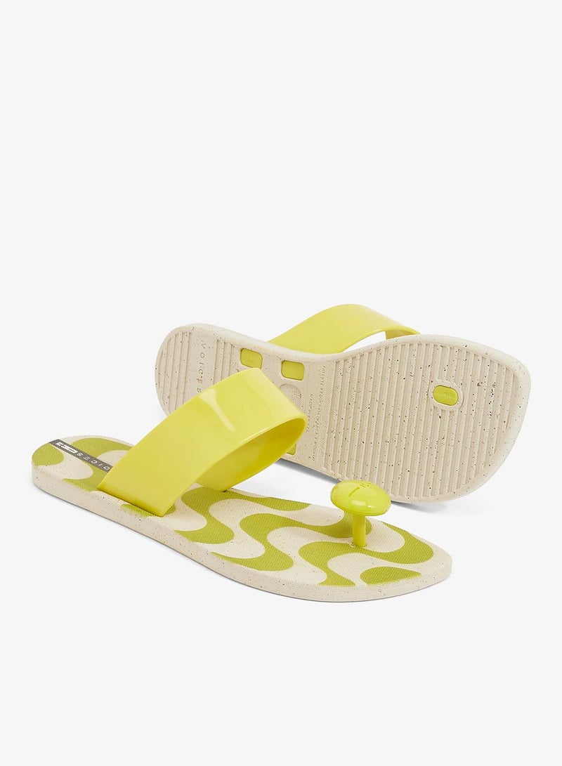 Voices Look Copacabana Women'S With Printed Sole Single Strap Sandals - Beige/Yellow - Image 3