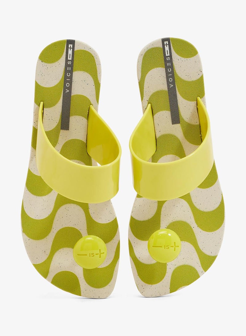 Voices Look Copacabana Women'S With Printed Sole Single Strap Sandals - Beige/Yellow - Image 4