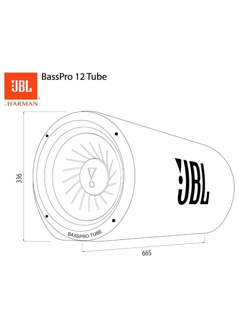 JBL - BassPro Tube 12 Inch 30 cm Subwoofer Auto Active, Tube Bass Box with 450 W Max Class D Amplifier, Powerful Bass Amplification Complete Solution, Patented Deep Bass Slipstream Port, Remote Control - Image 1