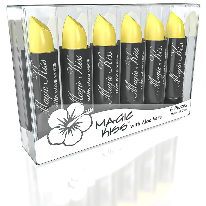 Magic Kiss Magic Kiss Lipstick Set Aloe Vera Color Changing 6 Pack MADE IN USA Yellow
