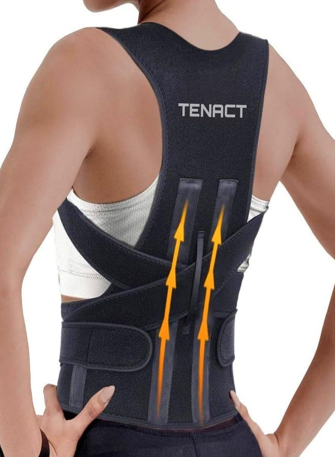 حزام TENACT® لتصحيح وضعية الجسم مع أحزمة قابلة للتعديل - حزام لتقويم الظهر ودعم العمود الفقري وتخفيف آلام الظهر للرجال والنساء (أسود) - Image 1