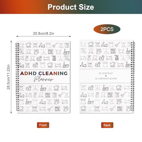 FASBET 2pcs Adhd Cleaning Planner for Adults Women Teens Adhd Cleaning and Organizing Planner Cleaning Schedule and Checklist Notebook List Daily Weekly Monthly for Home Chore Chart Adhd Daily Planner - Image 2