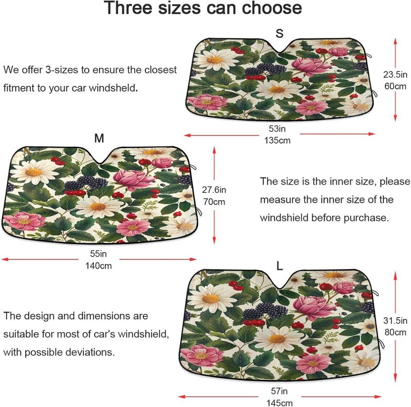 Retro Floral Pattern Car Windshield Sun Shade Foldable Sun Visor Automotive Sunshades for Car Truck SUV Blocks UV Rays Keep Your Vehicle Cool - Image 5