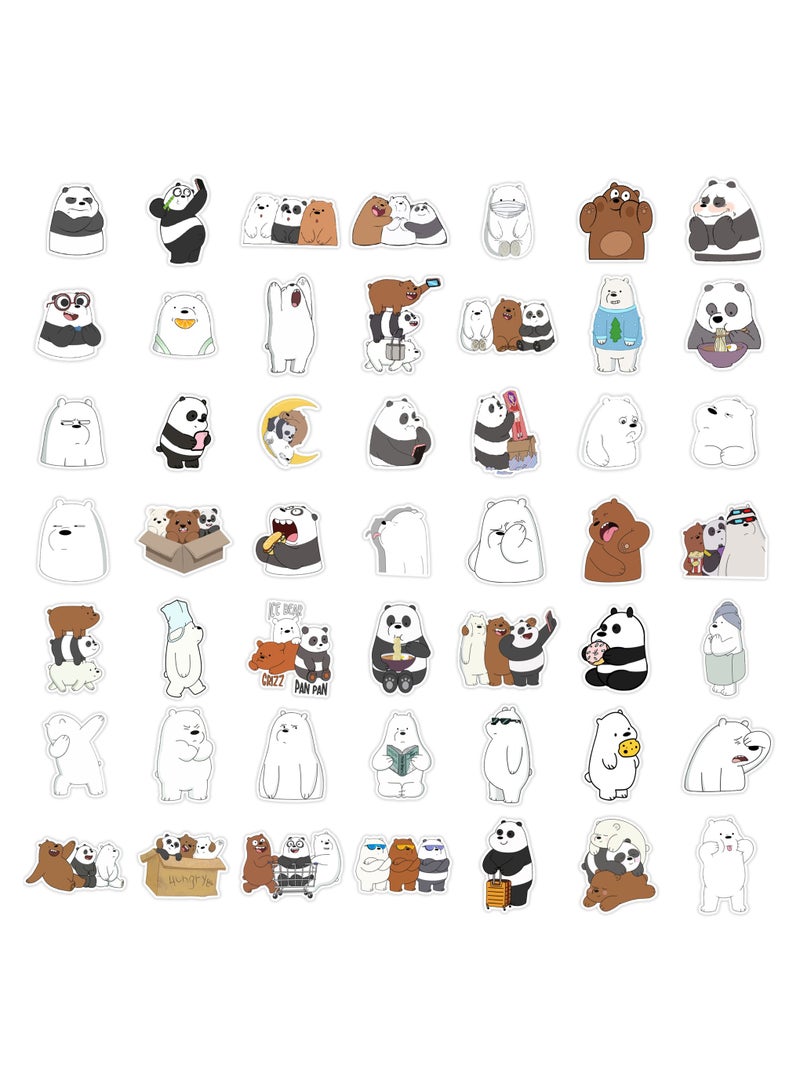 50-Piece We Bare Bear Stickers for Kids Waterproof Stickers Cute Anime Cartoon Vinyl Aesthetic Sticker Laptop Skateboard Luggage Computer Water Bottle Graffiti Sticker Packs - Image 5