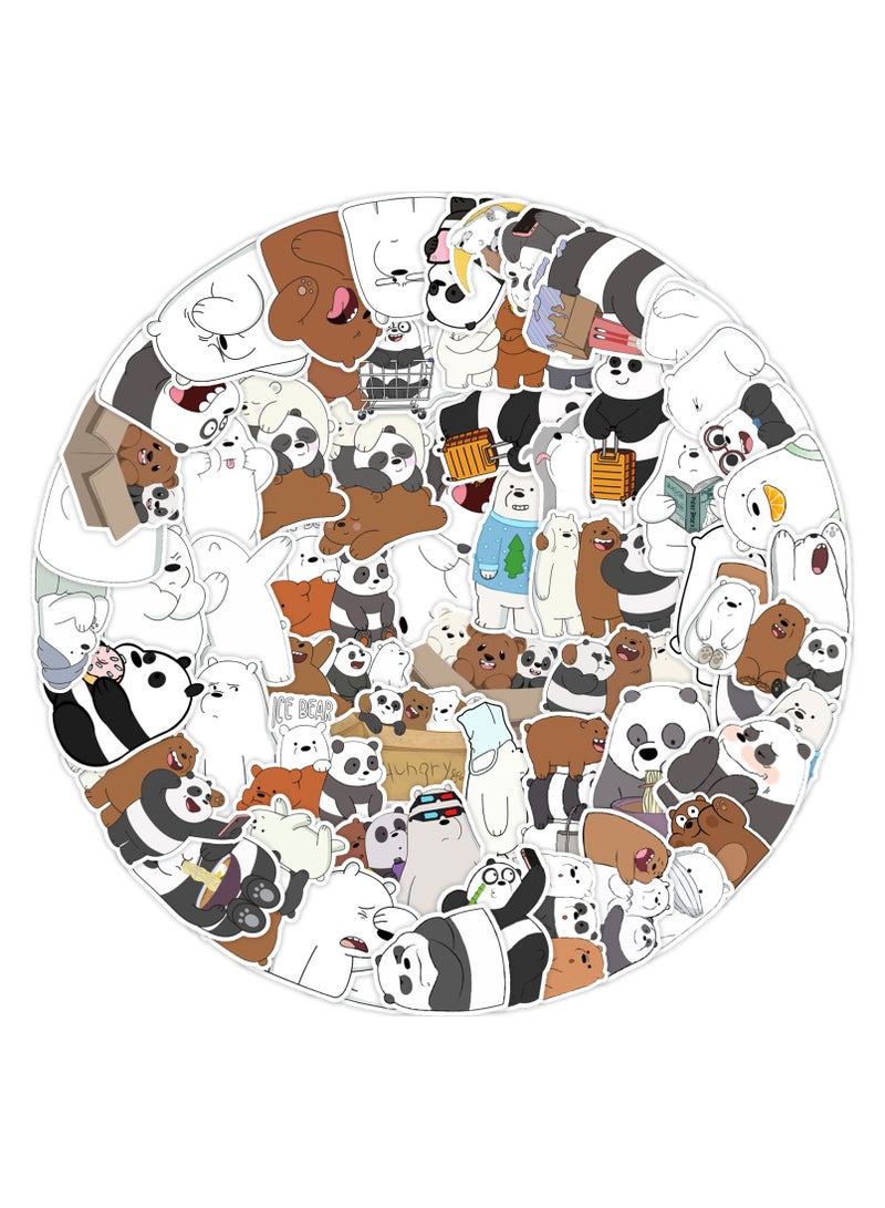 50-Piece We Bare Bear Stickers for Kids Waterproof Stickers Cute Anime Cartoon Vinyl Aesthetic Sticker Laptop Skateboard Luggage Computer Water Bottle Graffiti Sticker Packs - Image 2