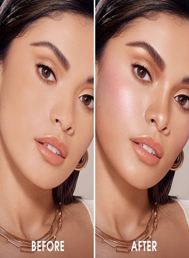 COLOR NYMPH باليت مكياج كونسيلر وبلشر وهايلايتر بألوان نيمف 3 ألوان، مجموعة مكياج بحجم السفر، باليت بودرة بلشر وهايلايتر وكونتور، تشمل فرشاة ومرآة، تصميم مكياج مكدس (وردي) - Image 5