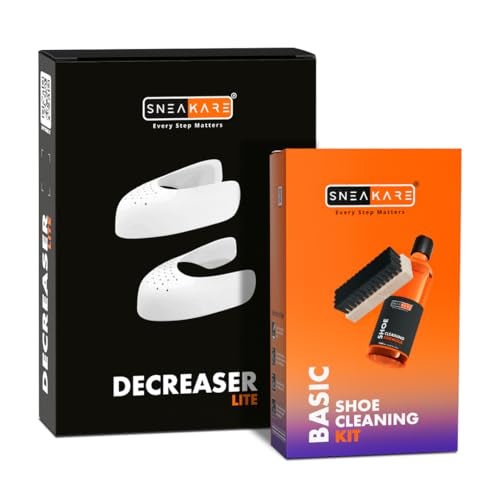 SNEAKARE Basic Shoe Cleaning Kit with 100ml Cleaner, Medium Brush & Decreaser Lite - Sneaker Cleaner, Suede, Leather, Nubuck, Canvas Shoes Cleaning Kit for Shoe Care & Crease Protection - Image 1