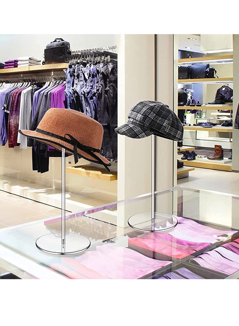 SYOSI 2 Set Clear Acrylic Hat Stand Wig Display Holder Hat Pedestal Stand, Hat Holder Rack Display Stands for Hat, Cap, Wig, Watch, Jewelry(14 Inch in Height,Round Bottom) - Image 4