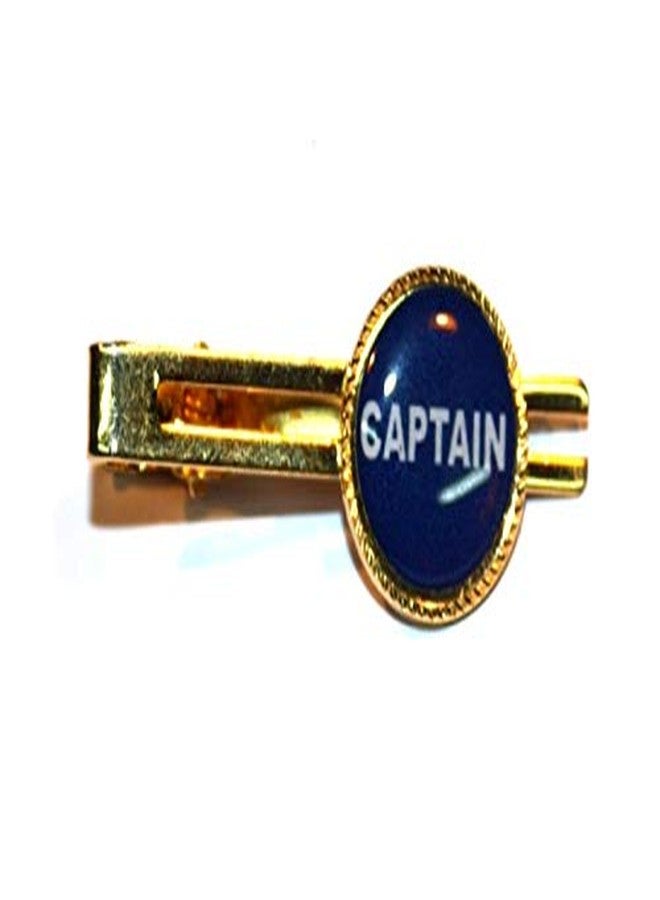 Pilot18 CAPTAIN round gold plated tieclip for aviation people - Image 1