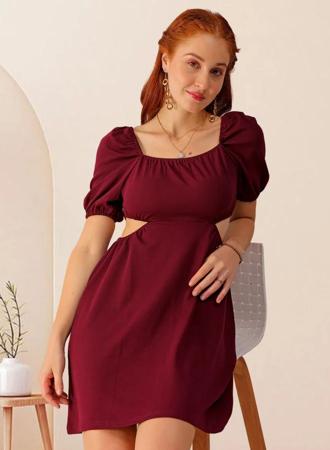 مرفوعة Women Fit and Flared Party Wear Textured Cut Out Dress