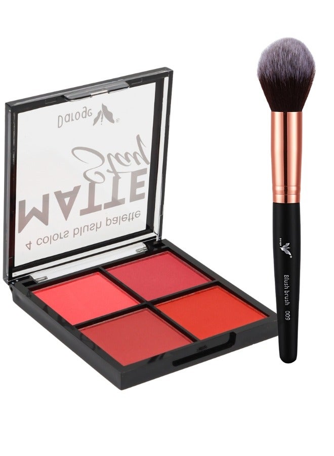 daroge 4- Colors Makeup Powder Blush Palette With Brush 