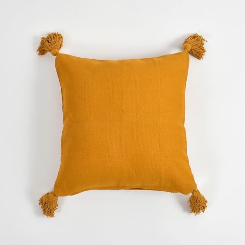 SASHAA WORLD 100% Cotton Cushion Covers with Tassels/Decorative Throw Pillow Set of 2 (45x45 cms, Mustard) - Image 5