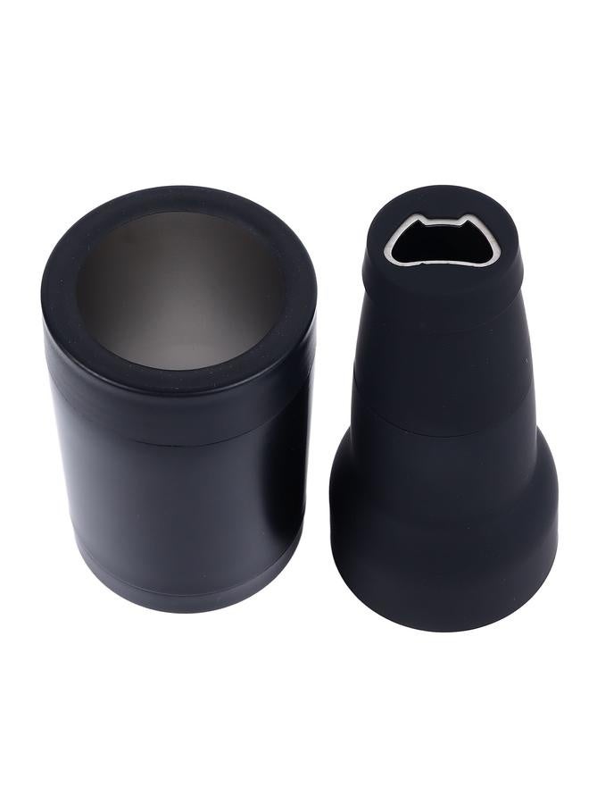 NIBEMINENT 3 in 1 12oz Beer Bottle Insulator Black Stainless Steel Beer Bottle and Can Cooler with Beer Bottle Opener for Ice Cold Beer  - Image 1
