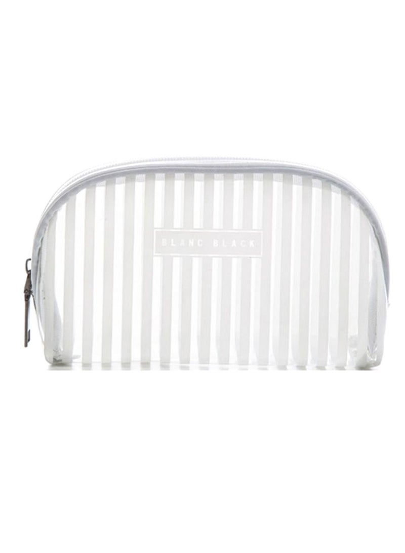 NIBEMINENT Waterproof Striped Trendy Makeup Bag White
