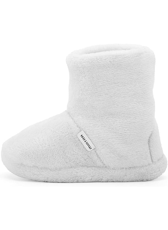 Mintra Toddler Fuzzy Slipper Boots, White - Image 3
