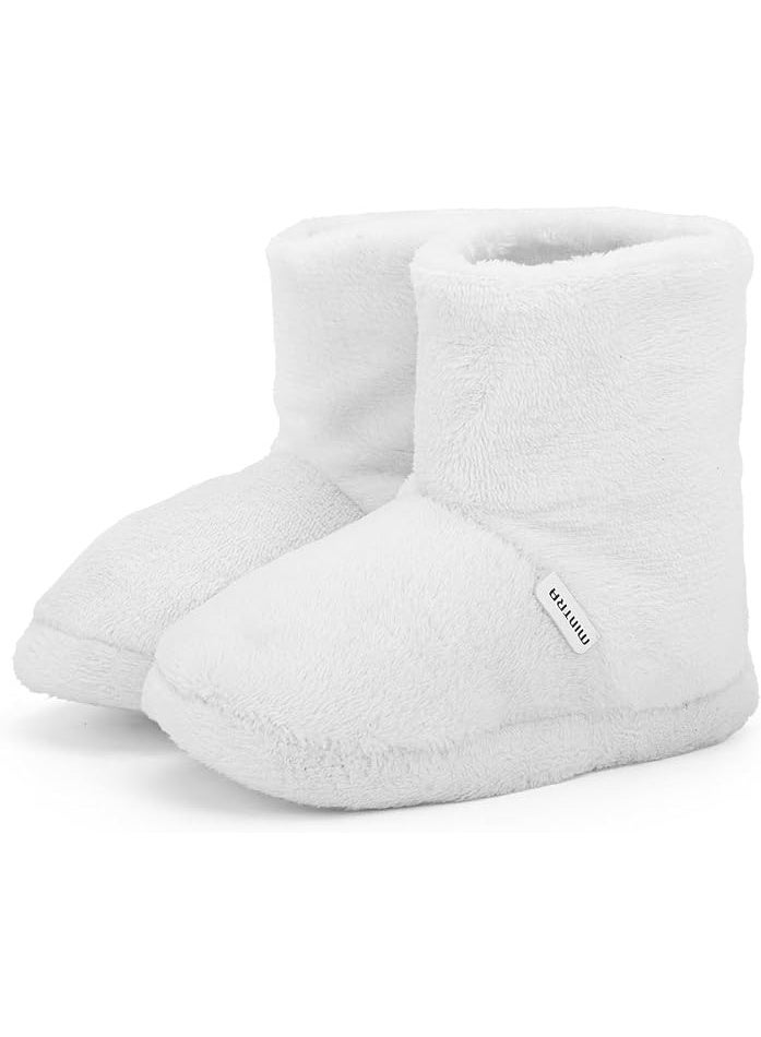 Mintra Toddler Fuzzy Slipper Boots, White - Image 2