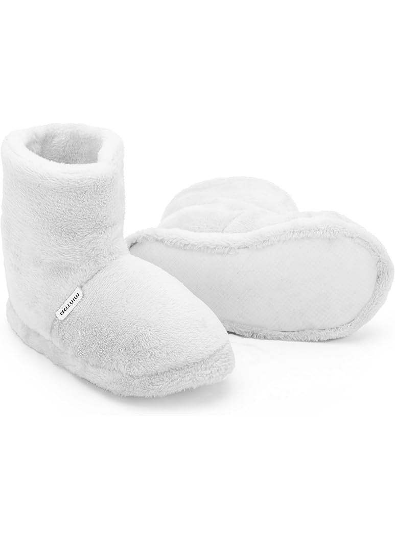 Mintra Toddler Fuzzy Slipper Boots, White - Image 1
