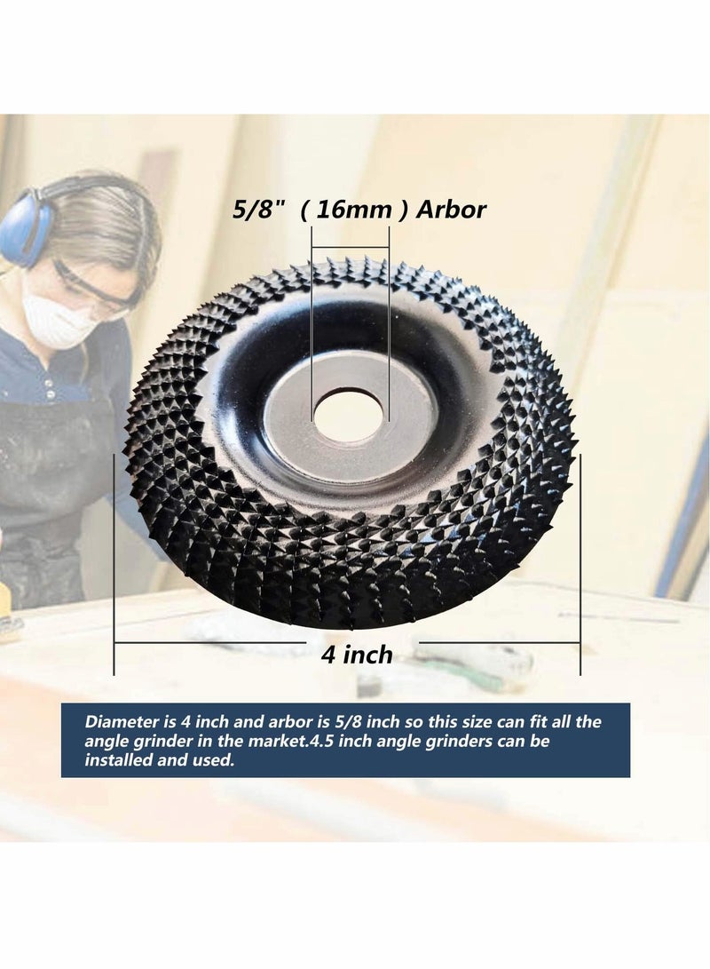 SOLARAE Grinder Wheel Disc 4 Inch Wood Shaping Wheel, Wood Grinding Shaping Disk for Angle Grinders with 5/8” Arbor （2 Pack） - Image 5
