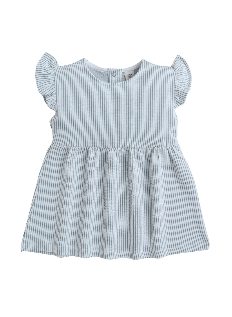 Victor And Jane  Infant Girls Mint Stripe Ruffle Sleeve Top & Shorts Set for Women | Best Price UAE
