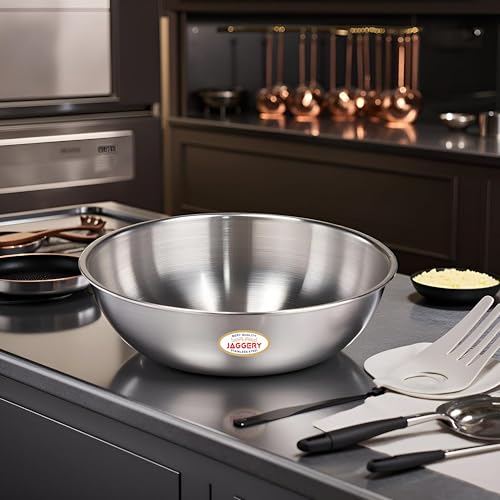 JAGGERY Triply Stainless Steel Cookware Tasla - 1.8 Litre (22 cm), Kadai (Without Handle), Induction & Gas Friendly, Heavy Bottom-Kadai for Cooking - Image 2