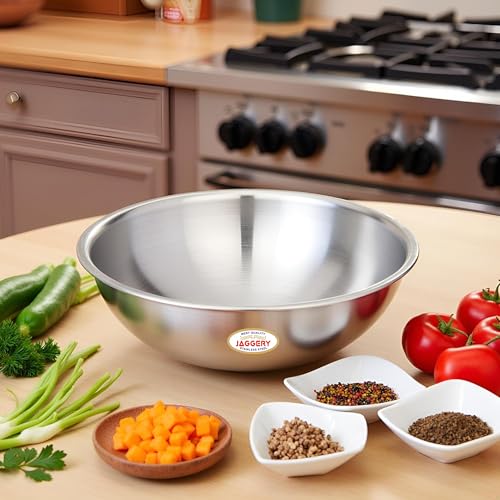 JAGGERY Triply Stainless Steel Cookware Tasla - 1.8 Litre (22 cm), Kadai (Without Handle), Induction & Gas Friendly, Heavy Bottom-Kadai for Cooking - Image 1