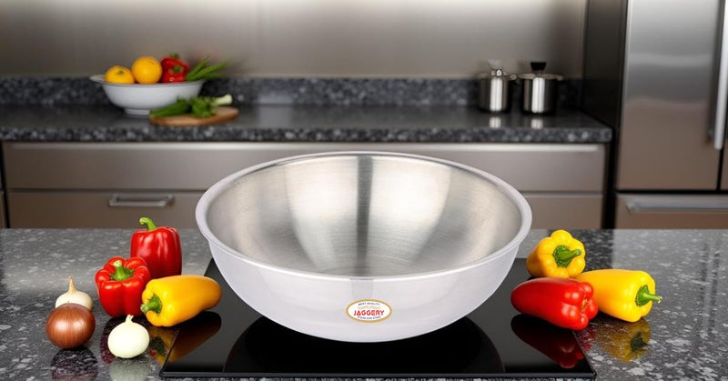 JAGGERY Triply Stainless Steel Cookware Tasla - 1.8 Litre (22 cm), Kadai (Without Handle), Induction & Gas Friendly, Heavy Bottom-Kadai for Cooking - Image 3