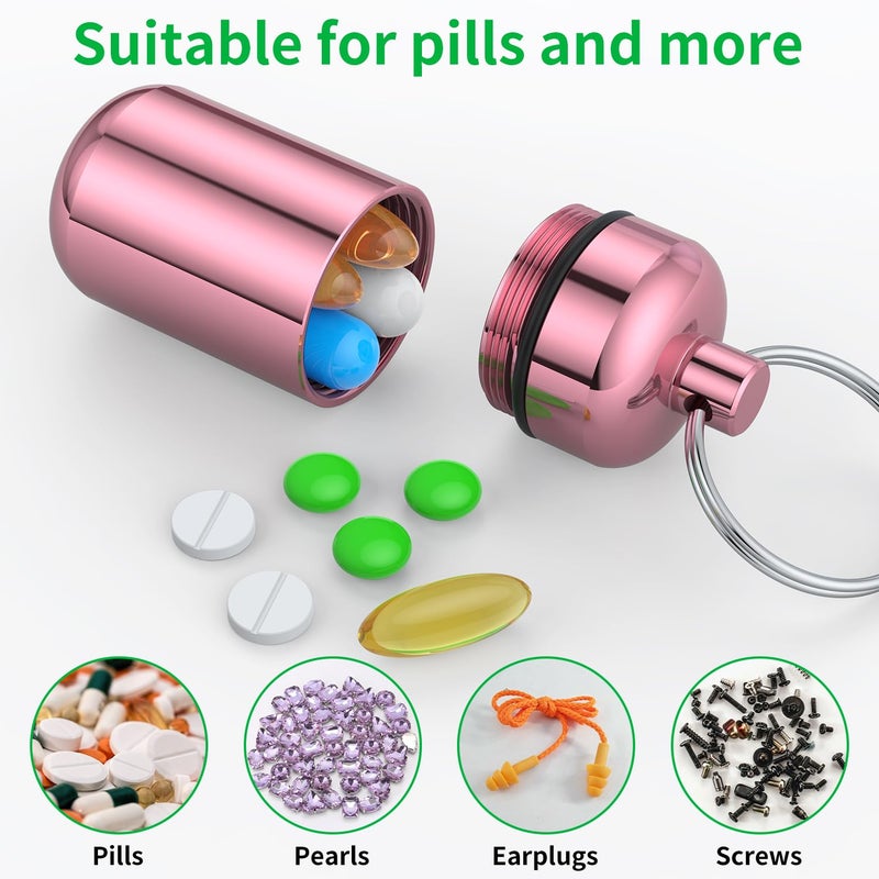 Urekt 3 Pack Small Pill Box, Airtight Aluminum Alloy Pill Organizer Travel Pill Case for Purse Portable Medicine Box Bottle for Medication, Fish Oil, Supplements Storage - Image 3