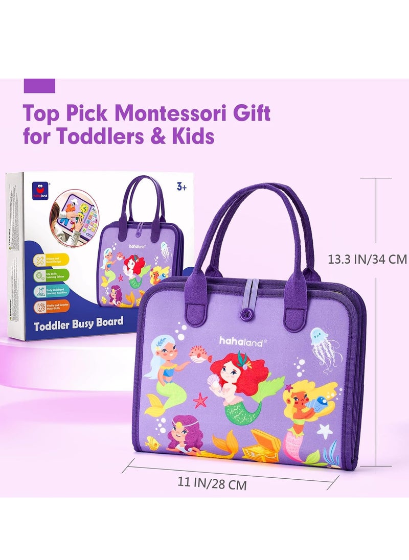 Busy Board for 1 Year Old - Montessori Toys for 2 Year Old Girl Birthday Gift - Preschool Learning Activities Toddlers 1-3 with Life Skills, Alphabet, Number, Shape, Color, Animal, Weather