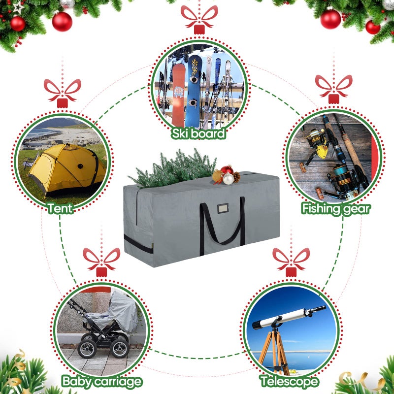 BALEINE 7.5 ft Christmas Tree Storage Bag, Heavy Duty Extra Large Artificial Christmas Tree Bag with Reinforced Handles and Dual Zippers Wide Opening (Gray, 7.5 ft) - Image 5