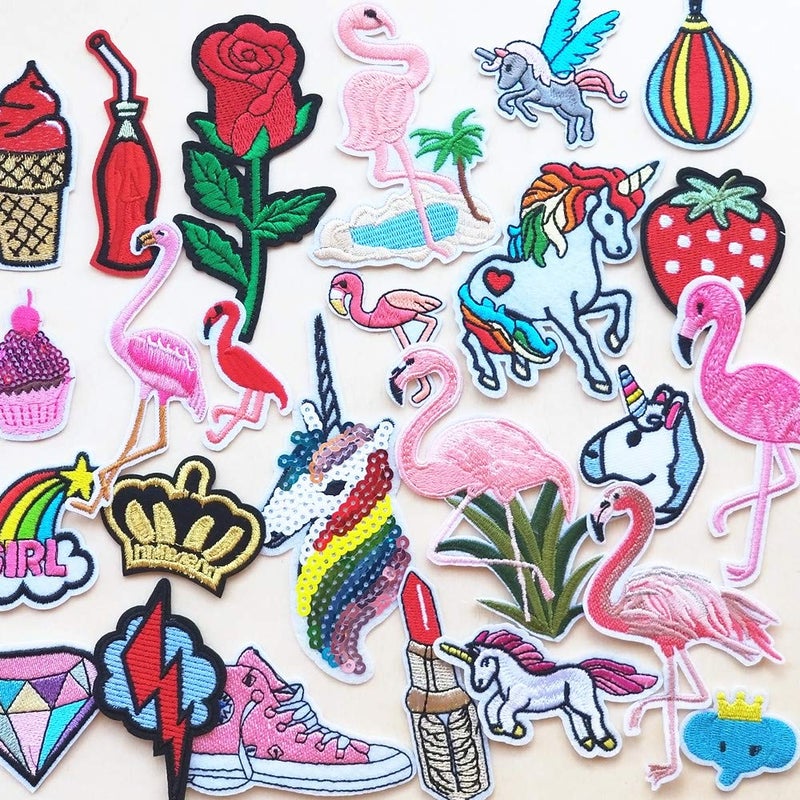 Mo Sheng Accessory 25pcs DIY Embroidery Birds Horses Patches Mix Patterns Iron OnSew On Applique for Clothes Backpacks TShirt Jeans Skirt Vests Scarf Hat Bag Style 3