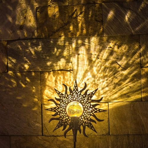 TAKE ME Sun Solar Lights Outdoor Waterproof Metal Garden Stakes for Patio Yard Walkway LawnPatio Mothers Day Gifts Mom Wife Grandma (Sun) - Image 4