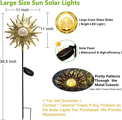 TAKE ME Sun Solar Lights Outdoor Waterproof Metal Garden Stakes for Patio Yard Walkway LawnPatio Mothers Day Gifts Mom Wife Grandma (Sun) - Image 5