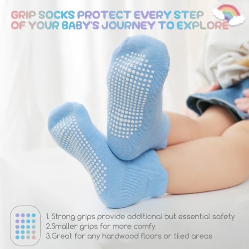 Aroveea Baby Toddler Socks Grip Non Slip Boys Girls Cotton 12 Pack for 1-3T Kids Ankle Cute Socks 6M-7Years - Image 3