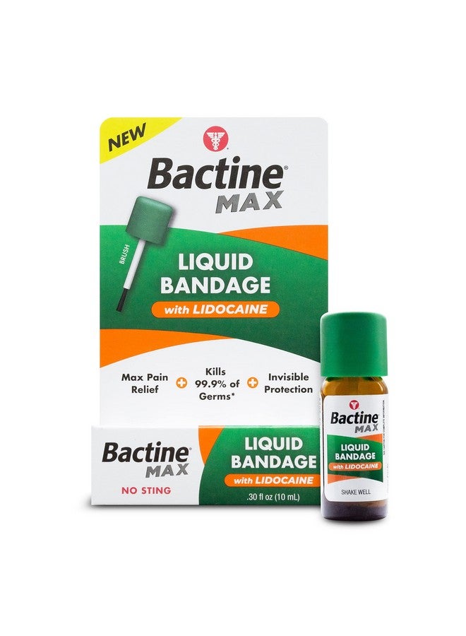 Bactine MAX Liquid Bandage with Lidocaine - Wound Cleaning Liquid Bandage for Skin - Kills 99% of Germs, Covers, Protects - Skin Glue for Wounds - .30 fl. Ounce - Image 1
