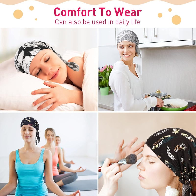 MAKINGTEC Women's Bandana Hats - 6 Pieces Stretch Print Wrap Head Beanies - Image 2