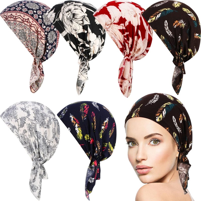 MAKINGTEC Women's Bandana Hats - 6 Pieces Stretch Print Wrap Head Beanies - Image 1