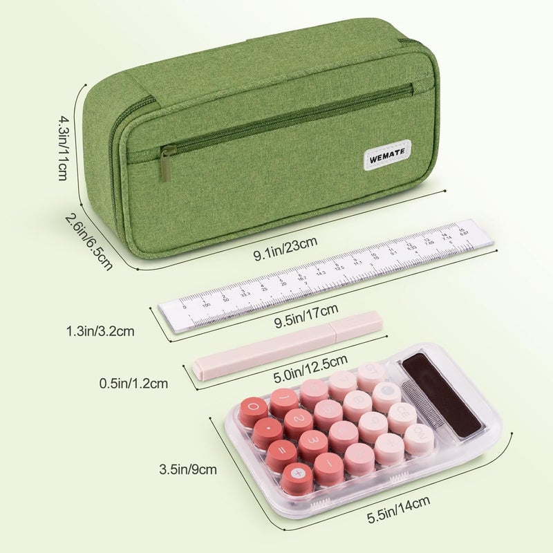 WEMATE Pencil Case, green, 9 x 4.3 x 2.4 inches, Large pencil case - Image 5
