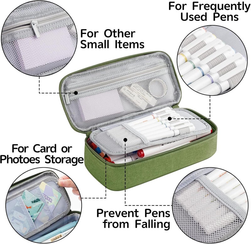 WEMATE Pencil Case, green, 9 x 4.3 x 2.4 inches, Large pencil case - Image 4