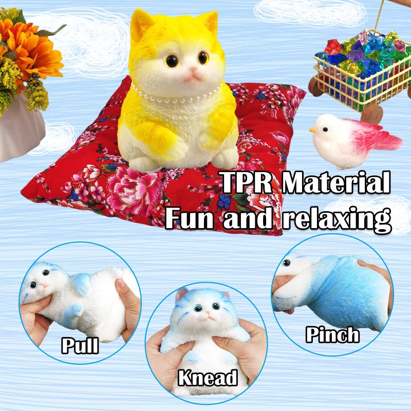 QOUXZ Hand Painted Cat Squishy Toys  Ultra Soft Kitty Squeeze Fidget Toys For Stress Relief  Kawaii Squishies Sticky Animal Toys For Adults Kids Decompression Sensory Balls Toys - Image 4