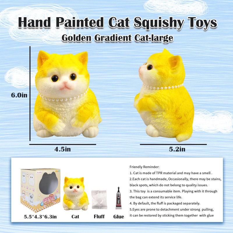 QOUXZ Hand Painted Cat Squishy Toys  Ultra Soft Kitty Squeeze Fidget Toys For Stress Relief  Kawaii Squishies Sticky Animal Toys For Adults Kids Decompression Sensory Balls Toys - Image 2