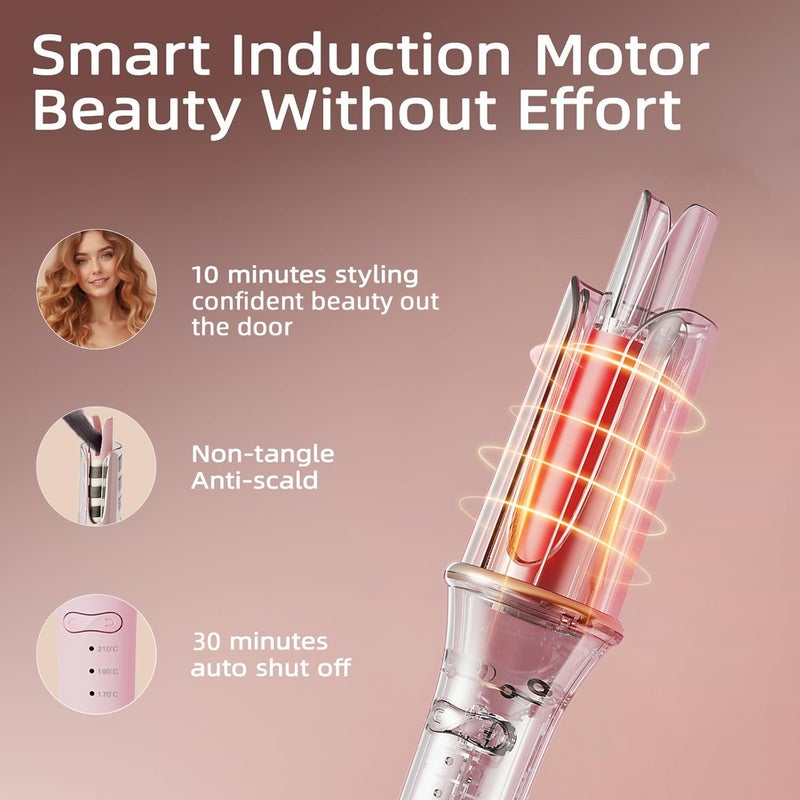 AccLoo Automatic Curling Iron, 2-Way Rotating Ceramic Hair Curler, 3 Heat Settings and 30s Fast Heating, Ionic Care, Auto Shut-Off, Anti-Scald & Anti-Tangle for Effortless Styling - Image 2