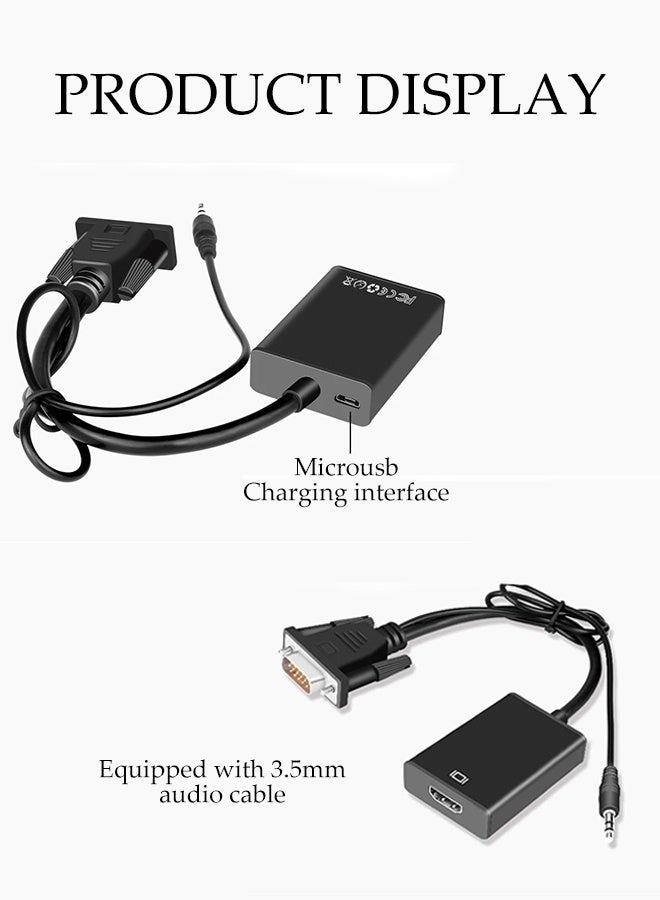 DUNISO VGA to HDMI Converter Adapter，1080P HD TV AV HDTV Audio Converter Adapter with USB Cable，VGA To HDMI Converter Output 1080P HD with Audio Adapter Cable - Image 3