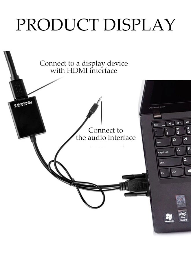 DUNISO VGA to HDMI Converter Adapter，1080P HD TV AV HDTV Audio Converter Adapter with USB Cable，VGA To HDMI Converter Output 1080P HD with Audio Adapter Cable - Image 5