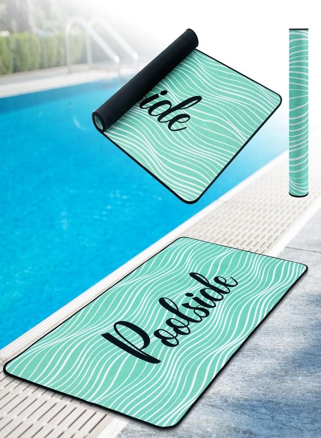 Tinideya Poolside Non Slip Mat Walk Pool Mats for Floor Outdoor Rubber Mats with Drainage Outdoor and Indoor Dock Safety Pool Mat(Teal,23.62" X 47.24") - Image 1